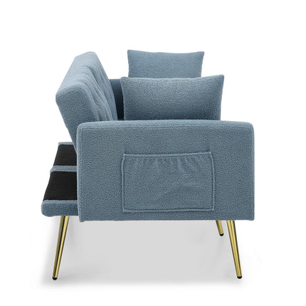UNICORN Modern Teddy Boucle Two-Seater Sofa, 3-Stage Adjustable Backrest Blue