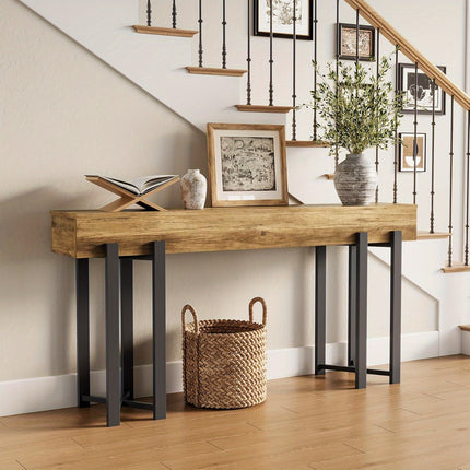 UNICORN 63-Inch Console Table for Entryway, Industrial Behind Couch Table Brown