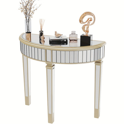 UNICORN Mirrored Console Table Circle Table With 3 Leg Desk Beveled Glass Mirror