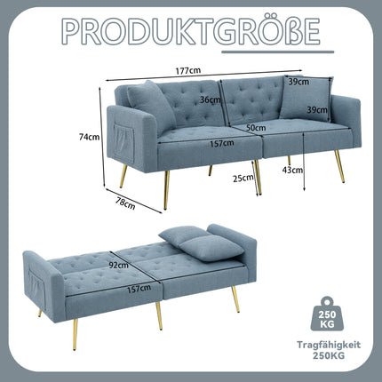 UNICORN Modern Teddy Boucle Two-Seater Sofa, 3-Stage Adjustable Backrest Blue