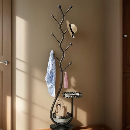 UNICORN Freestanding Valet Stand with a Dual-Tier Design White Black