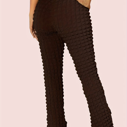 UNICORN Women High-Waisted Flare Pants Color Plaid Pattern xs s m l xl xxl