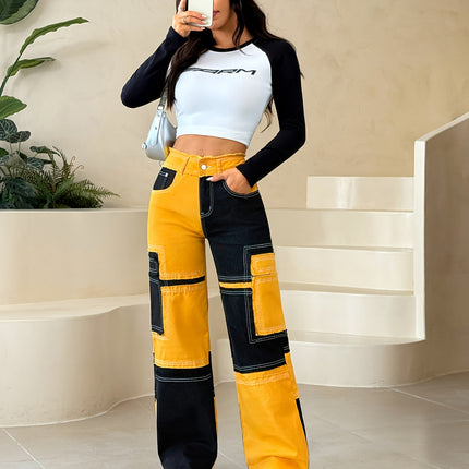 UNICORN Women Elegant Casual Colorful Street-Style Patchwork Jeans s m l xl xxl