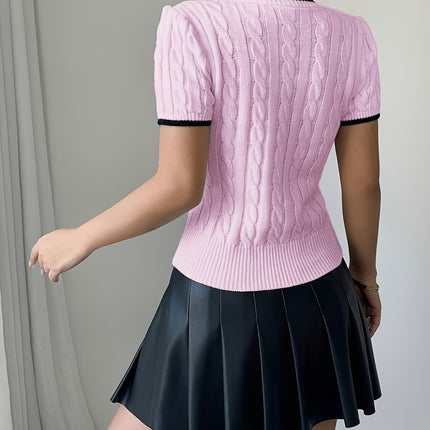 UNICORN Cat Ear Design Womens Short Sleeve Top Elegant Two-Tone Edges s m l xl