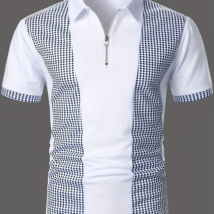 UNICORN Fashion POLO Shirt Short Sleeve Color Block Print Zipper Detail s m l xl