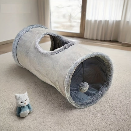 UNICORN Foldable plush cat tunnel with fun ball holes Gray Pink