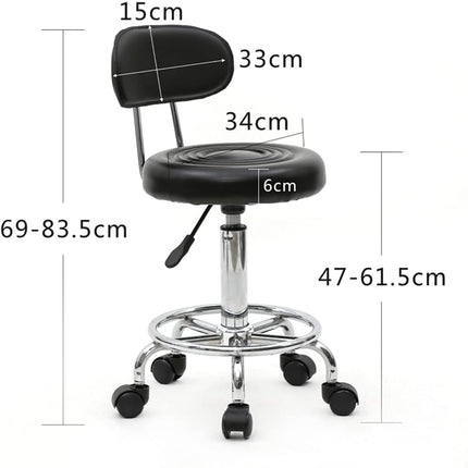 UNICORN Office Stool Rolling, 360° Swivel, Height Adjustable, PVC Material Black White