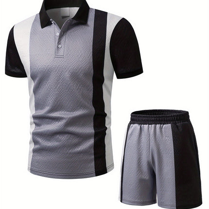 UNICORN Men'S Short-Sleeve Polo Shirt And Shorts Color-Blocked Two-Piece Set s m l xl
