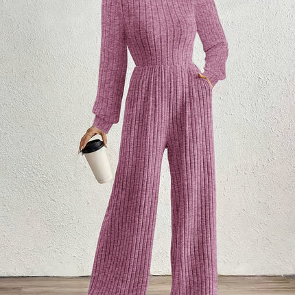 UNICORN High Neck Long Sleeve Versatile Womens Jumpsuit Solid Color s m l xl