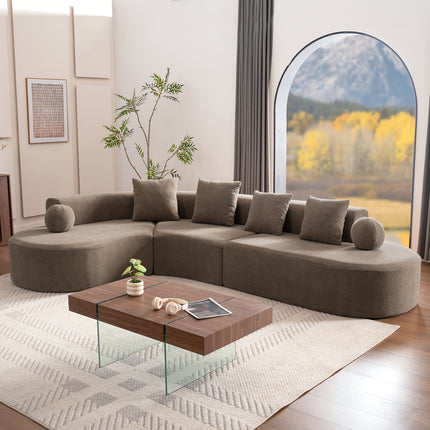UNICORN L-Shaped Sofa Brown Modern Minimalist 327x215x65cm for Living Room