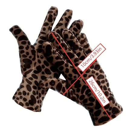 UNICORN Leopard Print Gloves for Women, Made of Golden Velvet