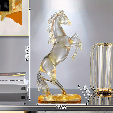 UNICORN Golden Horse Figurine Elegant Resin Horse Decor with Expressive Eyes