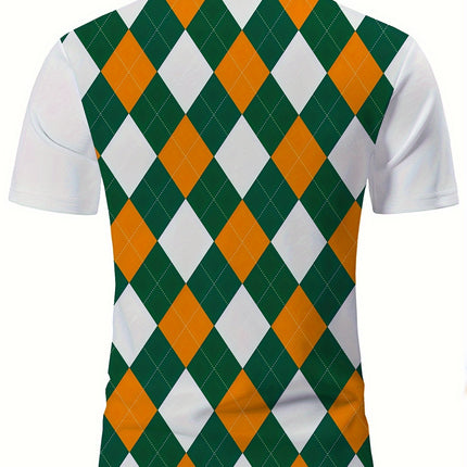 UNICORN Color Blocking Plaid Golf Shirt for Summer Breathable, Collar s m l xl xxl