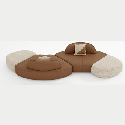 UNICORN Modern Curved Sectional Sofa Set Brown 365 * 110cm