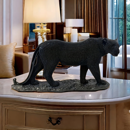 UNICORN Glam Style Resin Leopard Statue Decor for Living Room golden black silvery