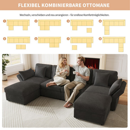 UNICORN U-shaped Corner Sofa Modular Living Room Combination Six-seater Sofa gray