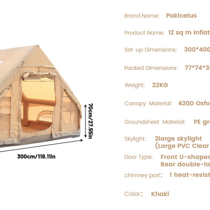 UNICORN Inflatable Tent with a Sunroof, Quick Setup Inflatable Tent with Pump Khaki Green