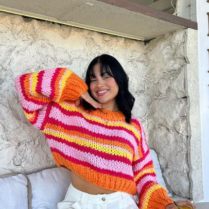 UNICORN Women'S Cozy Striped Sweater Soft Pullover with Color Block Design s m l xl