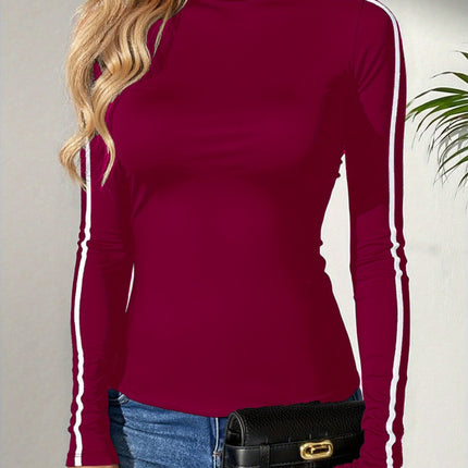 UNICORN Turtleneck Pullover Contrast Color Slim-Fit Casual Coat T-Shirt s m l xl xxl