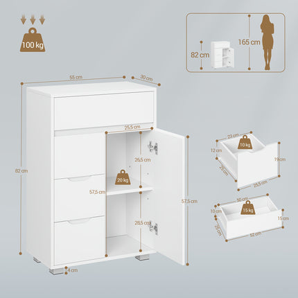 UNICORN Modern White Freestanding Bathroom Cabinet Storage