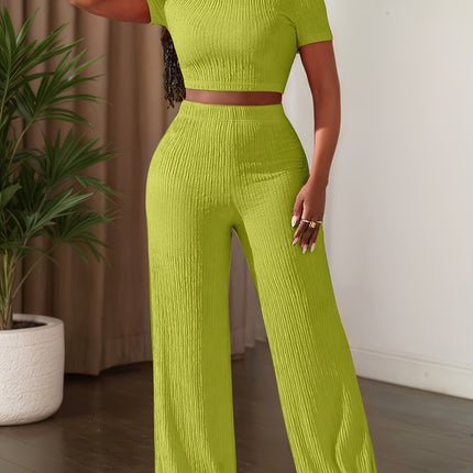 UNICORN Color Short-Sleeve Top And Wide-Leg Pants Casual Outfit xs s m l xl xxl