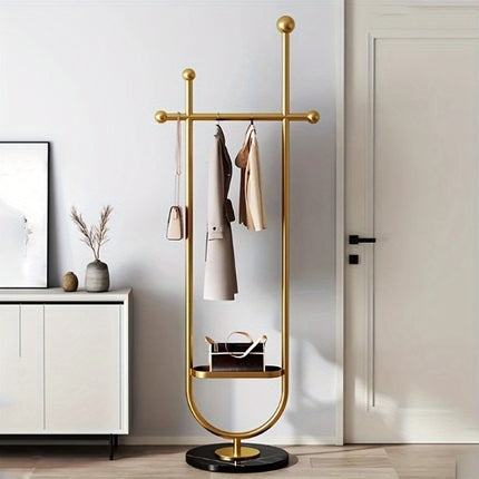 UNICORN Sleek Metal Coat Rack Stand, Freestanding, Multipurpose, Black White Golden