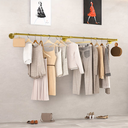 UNICORN Wall Mounted Clothes Rack Golden Black 180cm Pipe Clothes Rack