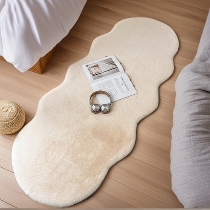 UNICORN Faux Rabbit Area Rug Plush Polyester Low Pile White Beige Gray Khaki