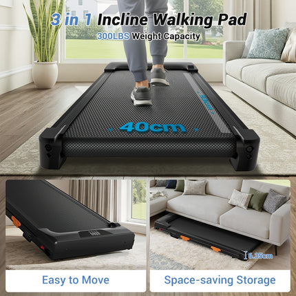 UNICORN 3-in-1 Portable Under Desk Walking Pad Black
