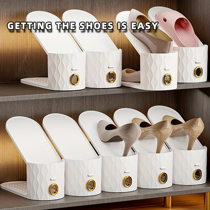 UNICORN 20pcs Adjustable Plastic Shoe Racks, Space-Saving White Black