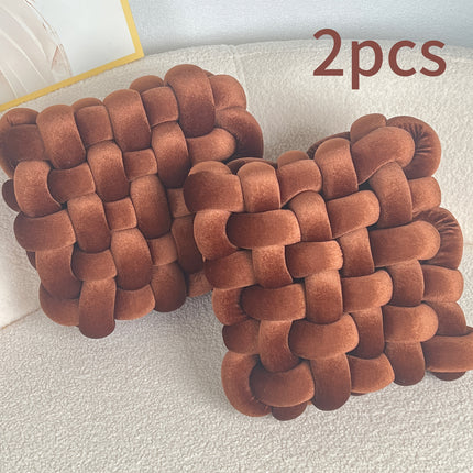 UNICORN 2pcs Set of Golden Velvet Hand-Knotted Square Decorative Pillows different colors
