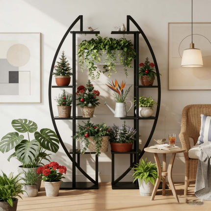 UNICORN Multi-Purpose Curved Display Shelf Bonsai Flower Plant Stand Rack Black