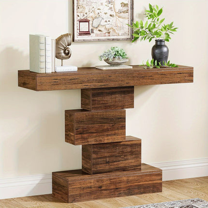 UNICORN Industrial Console Table, 108cm Narrow Wood Sofa Table Brown
