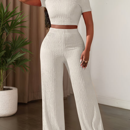 UNICORN Color Short-Sleeve Top And Wide-Leg Pants Casual Outfit xs s m l xl xxl