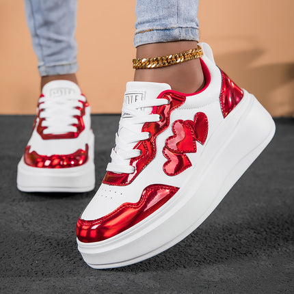UNICORN Women's Heart-Print White Casual Sports Platform Sneakers Loose-Fit 36 t/m 41.5