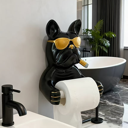 UNICORN 1pc French Bulldog Wall-Mounted Tissue Holder Black