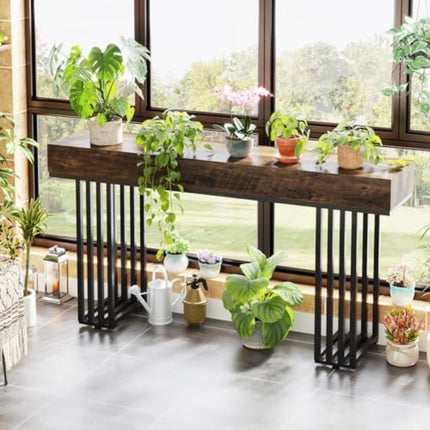 UNICORN 55-Inch Industrial Console Table with Sturdy Metal Frame Brown Black