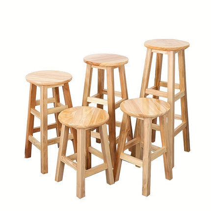 UNICORN Oak Round Stools, Solid Wood Bar Stools, Pub Chairs