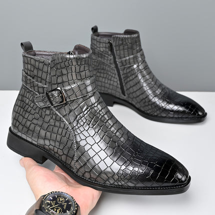 UNICORN Men's New Autumn/Winter  Ankle Boots High-Top Textured Upper Business Casual