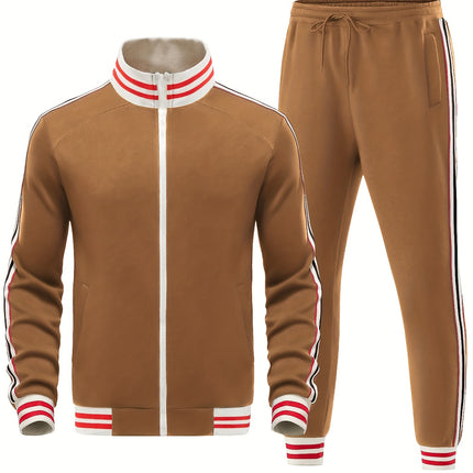 UNICORN Autumn Webbing Stripe Set, Stand Collar Zippered Sweatshirt s m l xl xxl xxxl