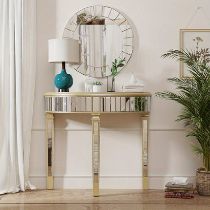 UNICORN Mirrored Console Table Circle Table With 3 Leg Desk Beveled Glass Mirror