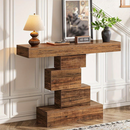 UNICORN Industrial Console Table, 108cm Narrow Wood Sofa Table Brown