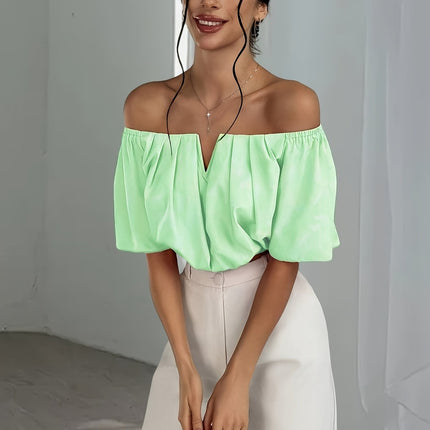 UNICORN Off-the-Shoulder Solid Color Short Blouse  Daily Wear, Parties, All-Season xs s m l