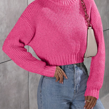 UNICORN Neck Drop Shoulder Solid Color Long Sleeve Sweater For Fall & Winter l
