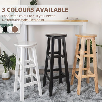 UNICORN Oak Round Stools, Solid Wood Bar Stools, Pub Chairs