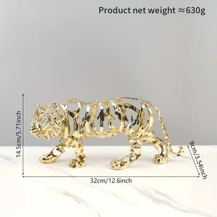 UNICORN 1pc Elegant Golden Metal Lion/Leopard/Elephant/Lion/Mount/Tiger Sculpture