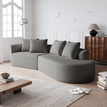 UNICORN Chenille sofa Modern, upholstered, oversized corner sofa, 4-seater, extra deep and wide seating, curved cloud couch with 4 decorative cushions, freely combinable sofa for living room and bedroom