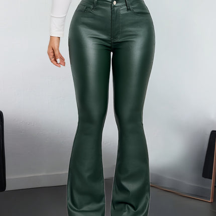 UNICORN Women Army Green Casual High-Waist Stretch Flared Pants s m l xl xxl