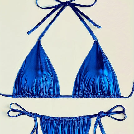 UNICORN Highend Glossy Metallic Sexy Bikini with Halter Neck Triangle s m l xl