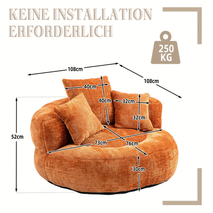 UNICORN Multi-Functional Convertible Sofa Bed with Orange Chenille Fabric